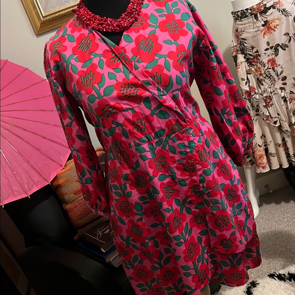 Floral Pink and Red Dress by Cyclamen - Picture 3 of 8